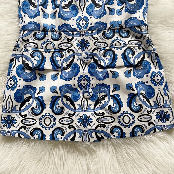 NEW Tuckernuck Blue White Majolica Tile Marnie Cotton Blend Sleeveless Top - Picture 4 of 8